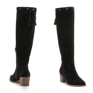 Sole Society Aresa Knee High Suede Black Boot slouchy